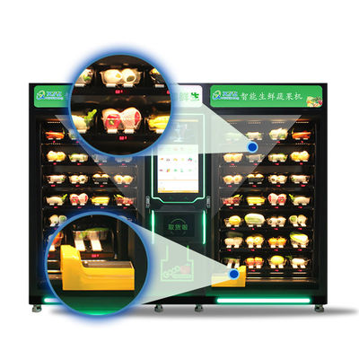 XYZ Custom Touch Screen Self Two Big Cabinet Refrigerated Fresh Salad Vegetable Egg Sandwich Vending Machine for Foods