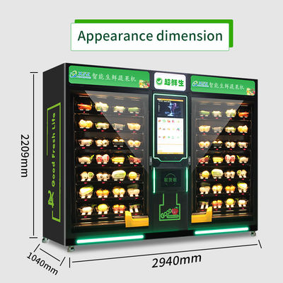 XYZ Custom Touch Screen Self Two Big Cabinet Refrigerated Fresh Salad Vegetable Egg Sandwich Vending Machine for Foods