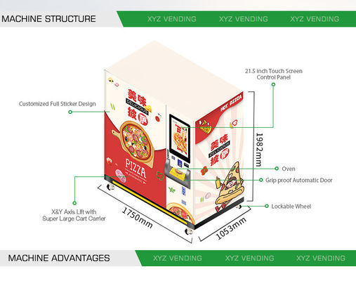 XY Elevator 8 Inch 10 Inch 12 Inch Heated Automatic Frozen Food Self Service Vending Machine for Pizza