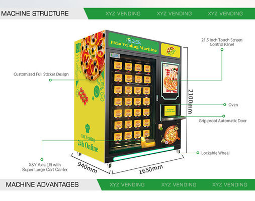 Shopping Mall Business Banknote Credit Card Automatic Heated Hot Food Combo Frozen Pizza Vending Machine