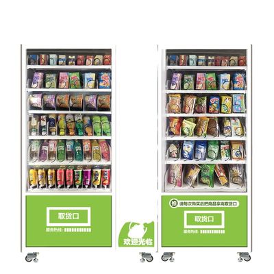 Custom Two Cabinets 21.5 Inch Touch Screen Combo Self Service Cool Beverage Drink Vending Machine Snacks