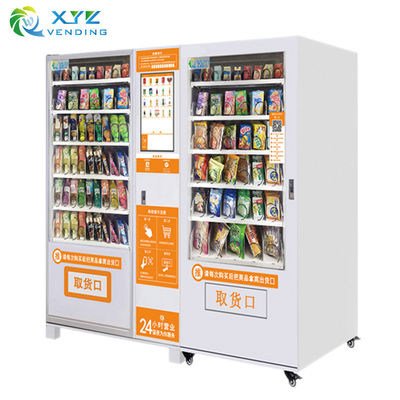 Custom Two Cabinets 21.5 Inch Touch Screen Combo Self Service Cool Beverage Drink Vending Machine Snacks